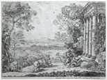 CLAUDE GELLEE, le Lorrain, Chamagne, Duchy of Lorrain 1600 - 1682 Rome. Mercury & Argos. Original etching, 1662. For sale, priced £250