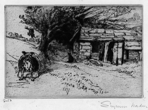 SEYMOUR HADEN, Chelsea 1818 – 1910 Arlesford. The Cabin. Original drypoint, 1877. For sale: £500