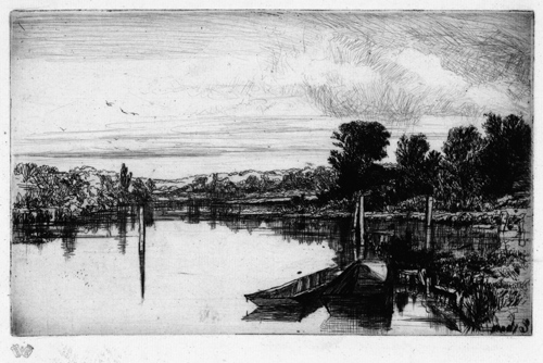 SEYMOUR HADEN, Chelsea 1818 – 1910 Arlesford. Egham. Original etching and drypoint, 1859-65. For sale: £650