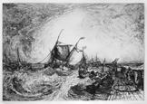 SEYMOUR HADEN, Chelsea 1818 – 1910 Arlesford. Calais Pier. Etching, 1874 and later, after J M W Turner. For sale: £4000