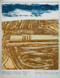 SALLY McLAREN, Born London 1936. Stubble Fields. Original colour etching and aquatint, 1985. For sale, priced £200