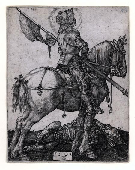 ALBRECHT DÜRER, Nuremberg 1471 – 1528 Nuremberg. St George on Horseback. Original engraving, 1505-08.