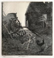 CHARLES WILLIAM TAYLOR R.E., Wolverhampton 1875 – 1960 Findon, Sussex. The Farm Yard or Sussex-Noon. Original etching. This print is for sale, priced £350