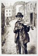 ISABEL CODRINGTON, Swimbridge 1874 – 1943 Minehead. The Old Violinist. Original etching, c1930.
