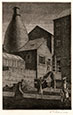LEONARD BRAMMER R.E., Burslem 1906 – 1994 Portmadog. A Factory Scene, Five Towns (Flaxman Tile) Wade Heath, Burslem. Original etching and drypoint c1931.