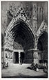 KATHLEEN G JEFFERIES, Born Bristol 1886. Reims Cathedral, West Front. Original etching.
