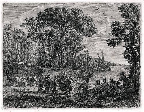 CLAUDE Gellée le LORRAIN, Chamagne, Duchy of Lorrain 1600 – 1682 Rome. L’Enlèvement d’Europe (The Rape of Europa), Original etching, 1634. 