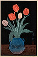 YOSHIJIRO URUSHIBARA, Shiba, Tokyo 1889 – 1953 Tokyo. Tulips 3. Original colour woodcut. This print is for sale.