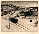 CATHERINE MAUD NICHOLS R.E., Norwich 1847 – 1923 Norwich. Tram Centre, Bristol. Original drypoint. This print is for sale.