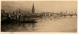 ELIZABETH PIPER A.R.E. Stroud 1868 – 1956 Stanmore? The Thames. Original etching, c1900. 