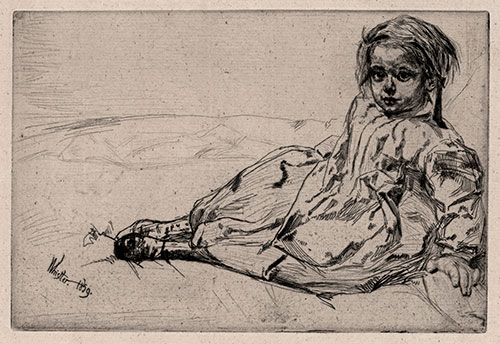 JAMES McNEILL WHISTLER, Lowell, Massachusetts 1834 – 1903 London. Bibi Valentin. Original etching, 1859.