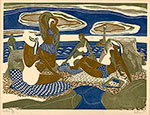 BLAIR HUGHES-STANTON S.W.E., London 1902 – 1981 Kings Lynn. Bathers. Original colour linocut, 1950. 