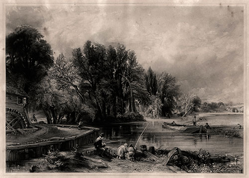DAVID LUCAS, Northamptonshire 1802 – 1881 Fulham. Stratford Mill. Mezzotint after Constable, begun 1834.