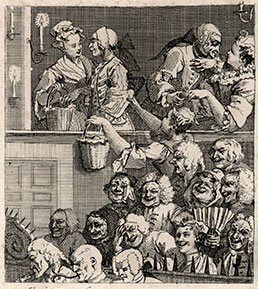 WILLIAM HOGARTH, London 1697 – 1764 London. The laughing Audience or The pleased Audience. Original etching, 1733