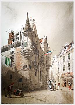 THOMAS SHOTTER BOYS, Pentonville, London 1803 – 1874 Marylebone, London. Hotel du Sens, Paris. Original colour lithograph.