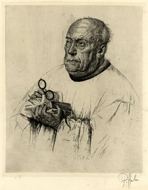 PETER HALM, Mainz 1854 – 1923 Munich. Canon Joris van der Paele. Etching, 1883-85, after Jan van Eyck.