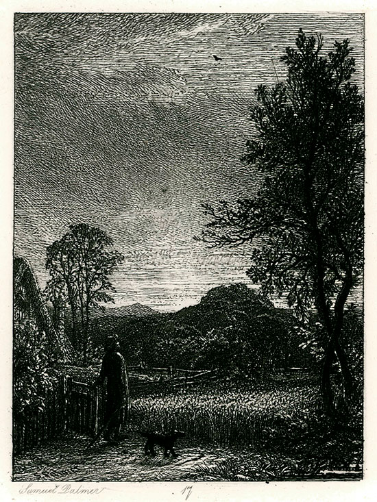 SAMUEL PALMER, Newington, south London 1805 – 1881 Redhill, near Reigate, Surrey. The Skylark. Etching 1850. 