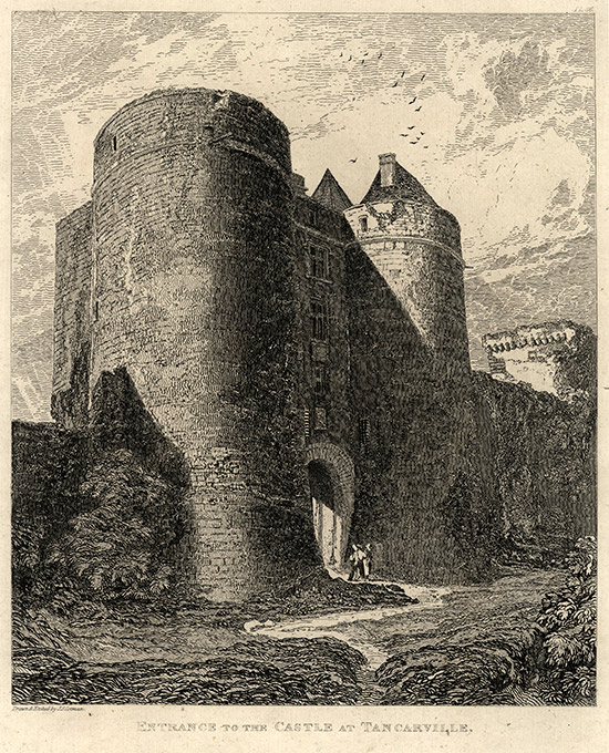 JOHN SELL COTMAN, Norwich 1782 -1842 London. Entrance to the Castle at Tancarville. Original etching, 1822. 