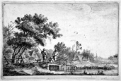 Anthonie Waterloo, Three Anglers on a bridge. This etching for Sale.
