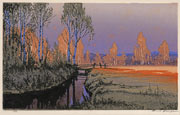 Oscar Droege, 1898-1982. Moorland Evening. This woodcut is for sale