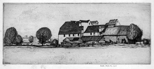 FREDERICK AUSTIN A.R.E., Leicester 1902 – 1990 Ontario. Mill at Bures, Suffolk. Original etching, 1927. 