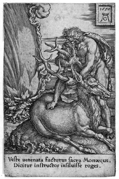 HEINRICH ALDEGREVER, Paderborn, Westphalia c1501/02 – c1555/61 Soest. Hercules and the Hind. This Original engraving, 1550