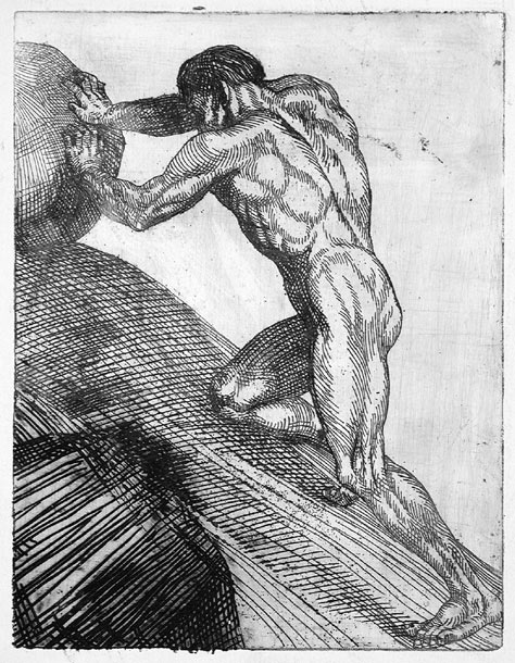 VERNON HILL, Halifax 1887 – 1972. Sisyphus. This Original etching, c1926, is for sale, priced £285