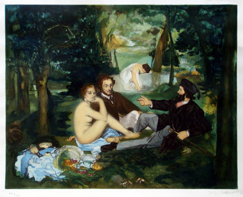 JACQUES VILLON, after Manet’s Déjeuner sur l’Herbe. This Colour aquatint has been sold