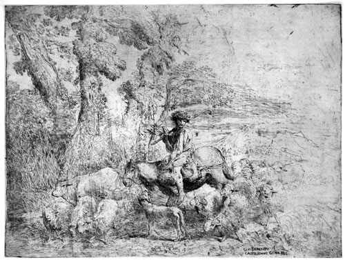 Giovanni Benedetto Castiglione, Young Shepherd on Horseback. This original etching is for sale: £3500