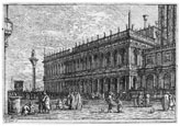 GIOVANNI ANTONIO CANAL, called CANALETTO, Venice 1697 – 1768 Venice. La Libreria, V. This Original etching, c1740, is sold.