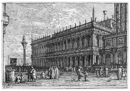 GIOVANNI ANTONIO CANAL, called CANALETTO, Venice 1697 – 1768 Venice. La Libreria, V. This Original etching, c1740, is sold