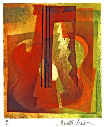 Annette Lewin, Guitar. This colour monotype is for sale: £185