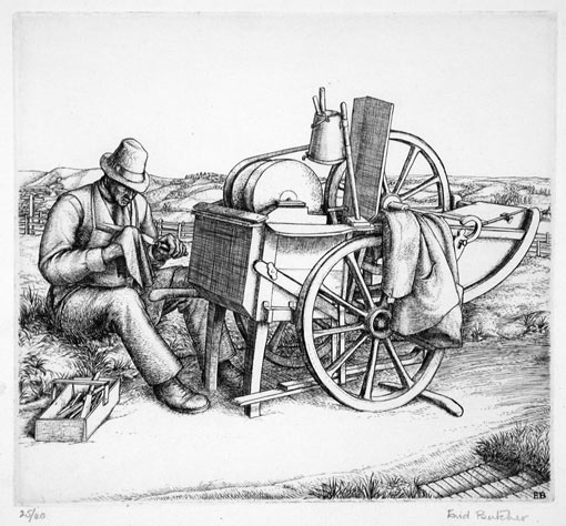 ENID BUTCHER, London 1902 – 1991. The Knife-Grinder. This original engraving, c1929, is for sale, priced £300