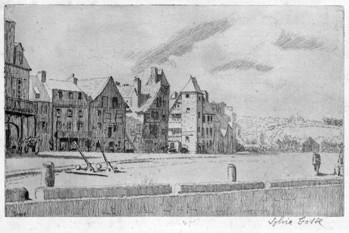 SYLVIA GOSSE R.E., London 1881 – 1968 Hastings. Le Port de Tréguier (Brittany). This original etching, c1920, is for sale, priced £150