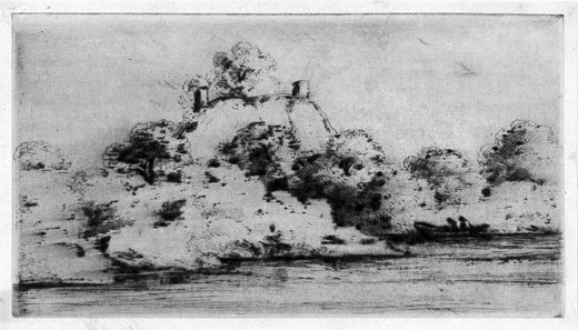 DAVID CHARLES READ, Boldre, near Lymington 1790 – 1851 Kensington. River Landscape. Original drypoint, c1830. 