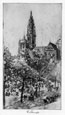 FERDINAND SCHMUTZER, Vienna 1870 – 1928 Vienna. Antwerp Cathedral. Original etching and soft-ground c1910. This original print is for sale, price £200