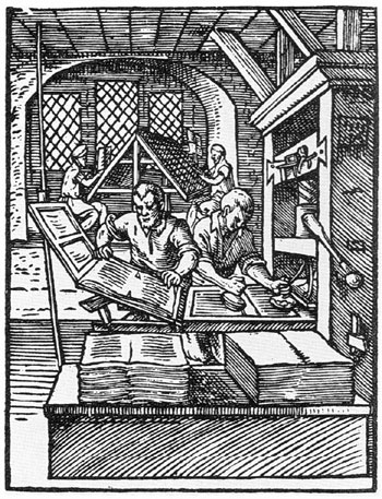 A Printing Shop. Woodcut, 1568, by Jost Amman